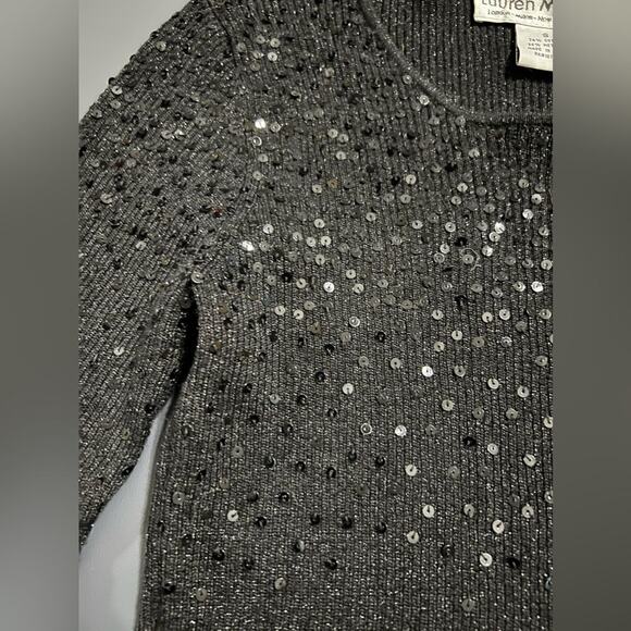 Lauren Michelle Ombré Sequined Sweater Black Sz Small - Picture 8 of 15